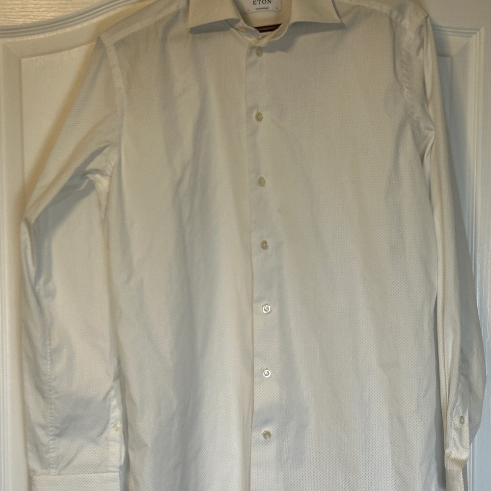 Eton Contemporary Fit White Dotted Shirt (Size 41/16)